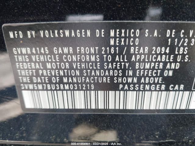 3VW5M7BU3RM031219 Volkswagen Jetta 1.5t S