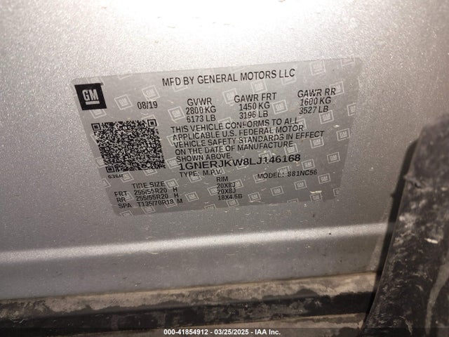 1GNERJKW8LJ146168 Chevrolet Traverse Fwd Rs