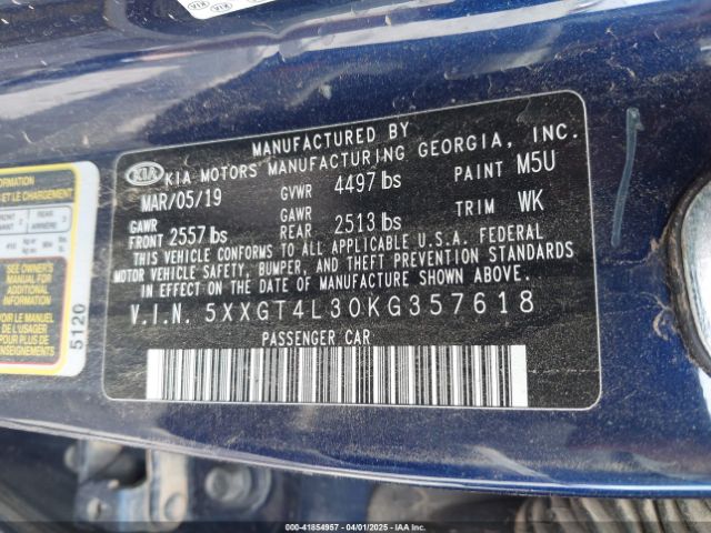 5XXGT4L30KG357618 KIA Optima Lx