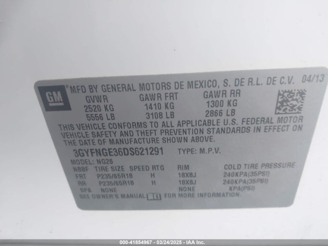 2013 CADILLAC SRX 3GYFNGE36DS621291 Photo 8