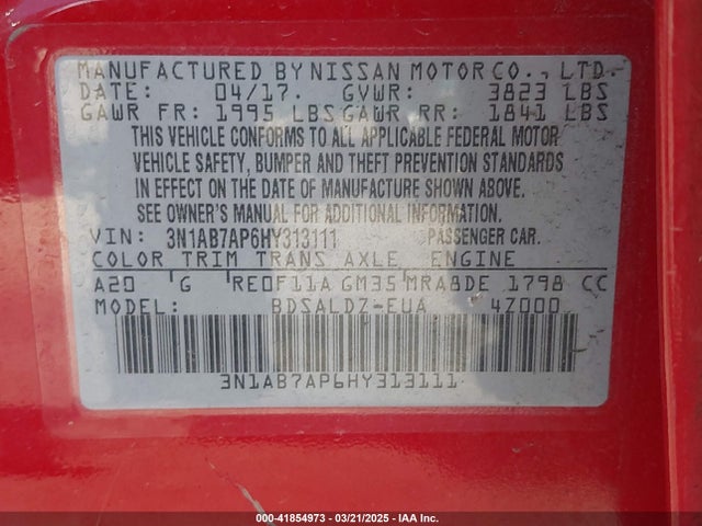 Nissan SENTRA SV 2017 3N1AB7AP6HY313111 Image 9