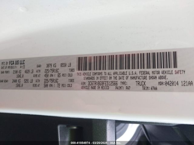 3C6TRVBG9FE512566 RAM Promaster 1500 1500 High