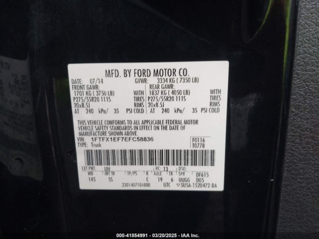 1FTFX1EF7EFC58836 Ford F150 Super Cab