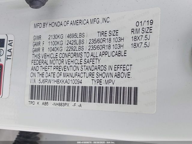 5J6RW1H8XKA010094 Honda Cr-v Ex-l