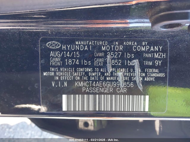 KMHCT4AE6GU995856 Hyundai ACCENT SE