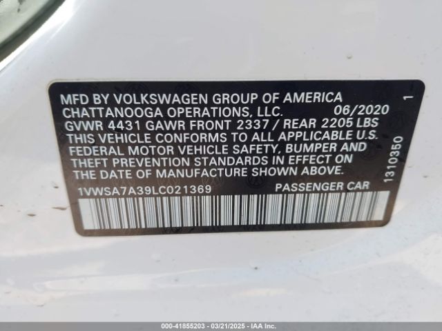 1VWSA7A39LC021369 Volkswagen Passat 2.0t Se