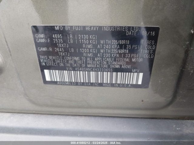 4S4BSANC4H3233655 Subaru Outback 2.5i Limited