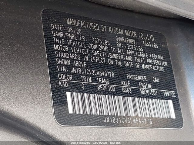 JN1BJ1CV3LW549778 Nissan Rogue Sport S Fwd Xtronic Cvt