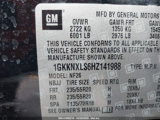 1GKKNXLS6HZ141988 GMC Acadia Denali