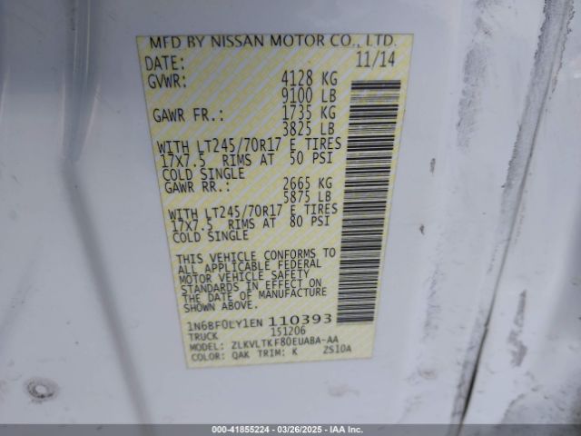 1N6BF0LY1EN110393 Nissan Nv Cargo Nv2500 Hd Sv V6