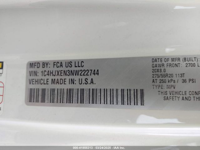 1C4HJXEN3NW222744 Jeep Wrangler Unlimited High Altitude 4x4