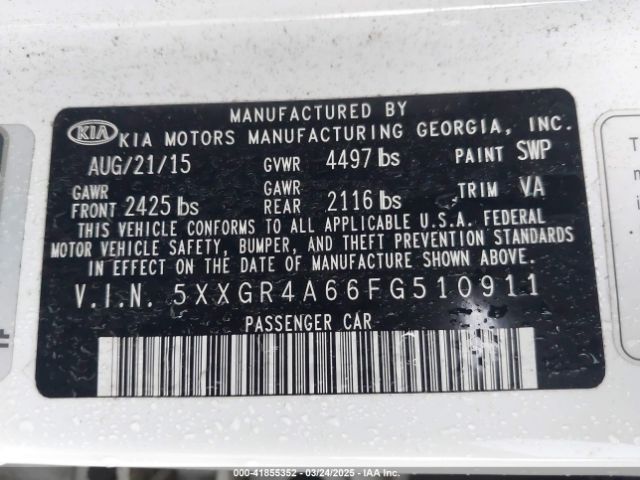 5XXGR4A66FG510911 KIA Optima Sx Turbo