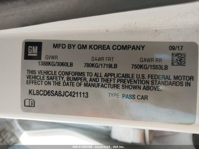 KL8CD6SA8JC421113 Chevrolet Spark 1lt Cvt