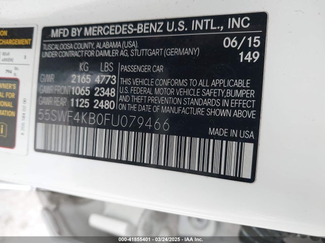 55SWF4KB0FU079466 Mercedes-Benz 2015
