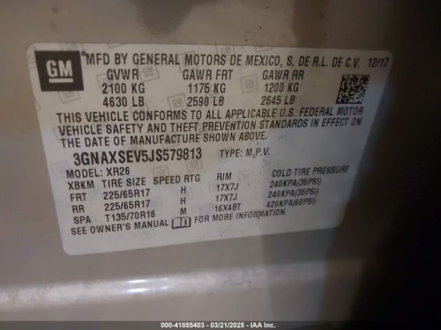 3GNAXSEV5JS579813 Chevrolet EQUINOX LT