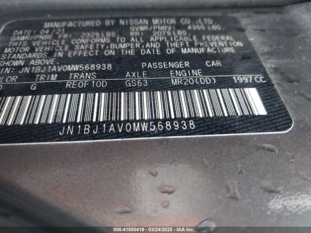 JN1BJ1AV0MW568938 Nissan Rogue Sport S Fwd Xtronic Cvt