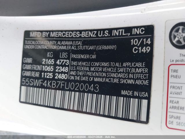 55SWF4KB7FU020043 Mercedes-Benz C 300 4matic/luxury 4matic/sport 4matic
