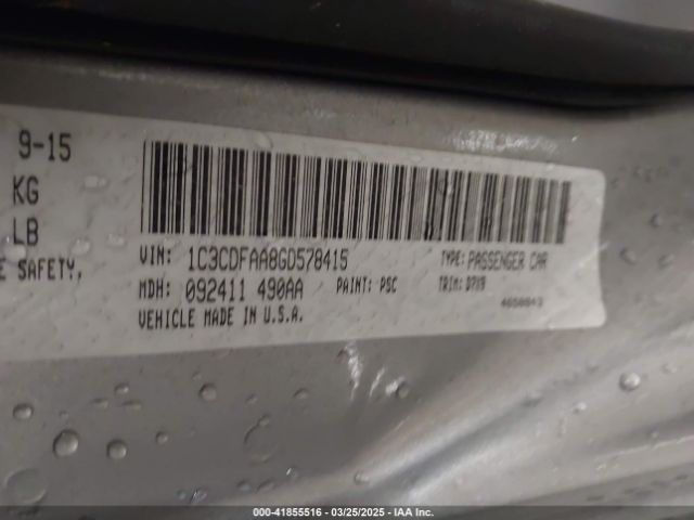 1C3CDFAA8GD578415 Dodge DART SE