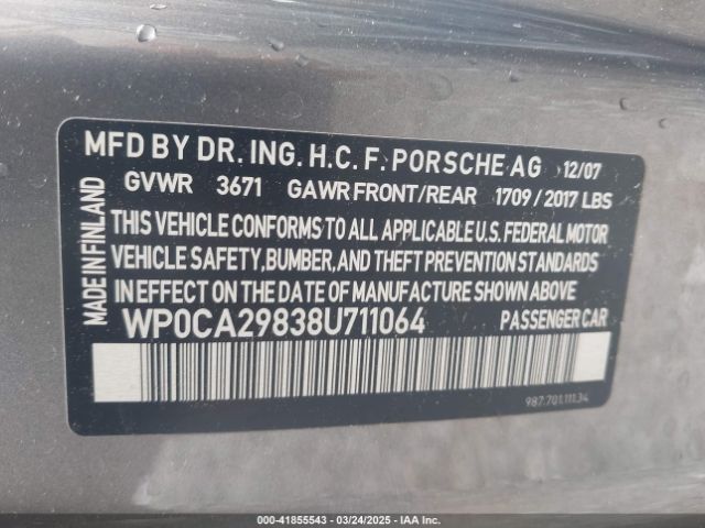 2008 PORSCHE BOXSTER WP0CA29838U711064 Photo 8