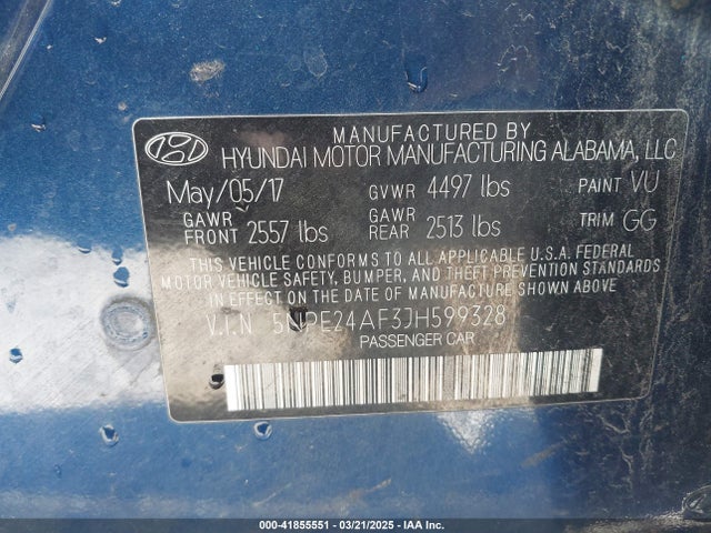 5NPE24AF3JH599328 Hyundai SONATA SE