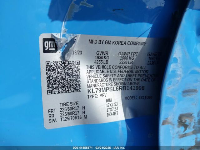 KL79MPSL6RB141908 Chevrolet Trailblazer Fwd Lt