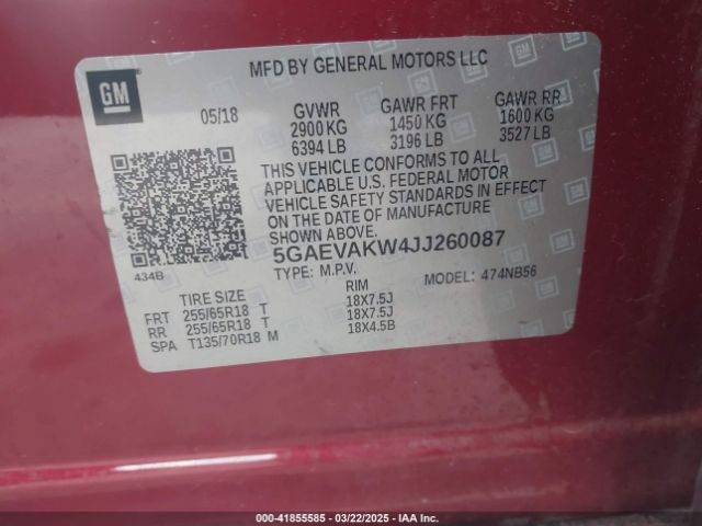 5GAEVAKW4JJ260087 Buick Enclave Essence