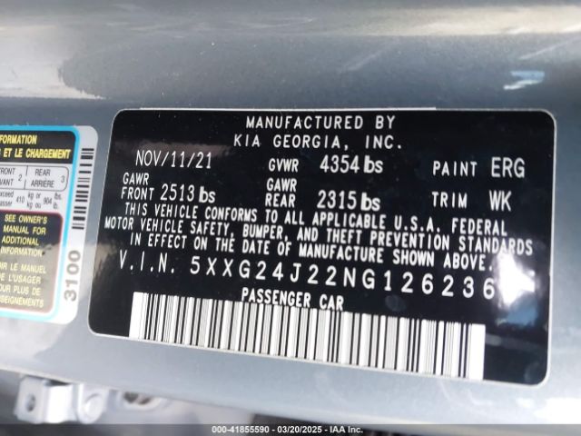 5XXG24J22NG126236 KIA K5 LX