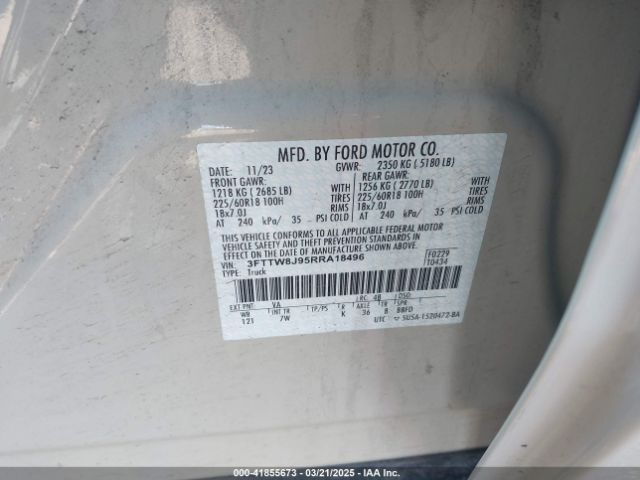 3FTTW8J95RRA18496 Ford Maverick Xlt