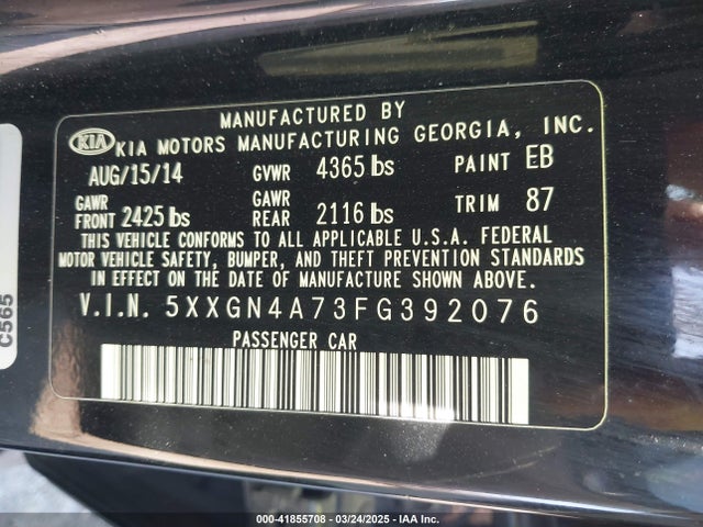 5XXGN4A73FG392076 KIA OPTIMA EX