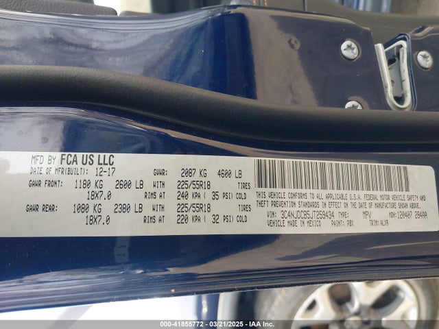 3C4NJDCB5JT259434 Jeep Compass Limited 4x4