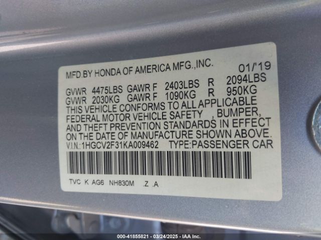 1HGCV2F31KA009462 Honda Accord Sport 2.0t
