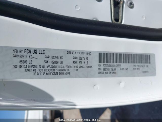 2C3CDXBG0JH169599 Dodge Charger Sxt Rwd