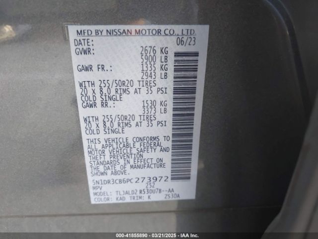 5N1DR3CB6PC273972 Nissan Pathfinder Sl Fwd