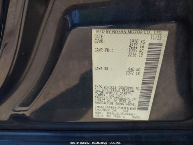 1N4AL3AP8EN248666 Nissan Altima 2.5 Sv