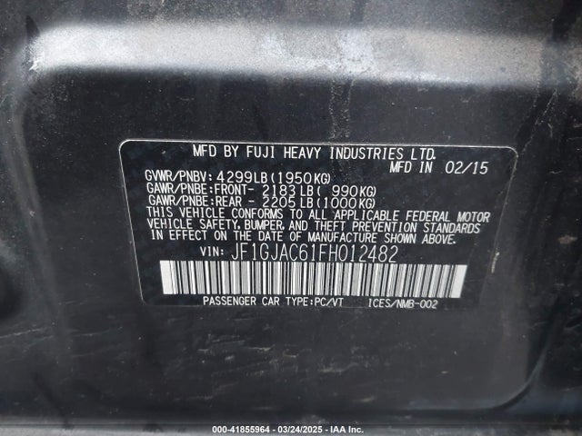 JF1GJAC61FH012482 Subaru Impreza 2.0i Premium