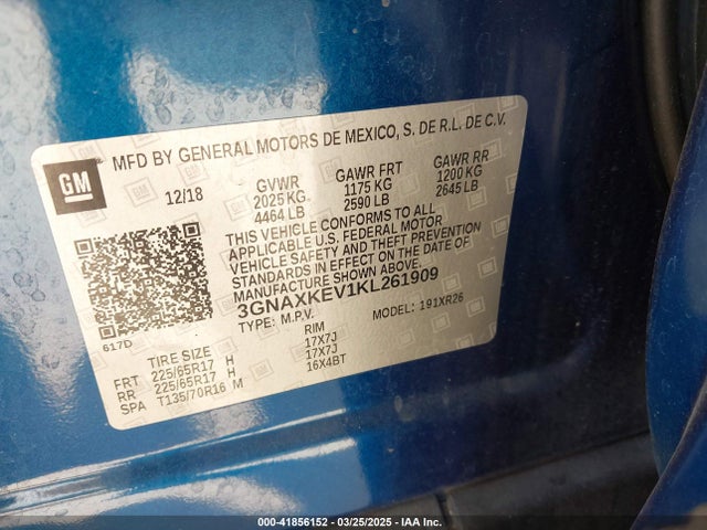 3GNAXKEV1KL261909 Chevrolet EQUINOX LT
