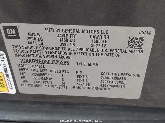 1GKKRNED8EJ325265 GMC Acadia Sle-1
