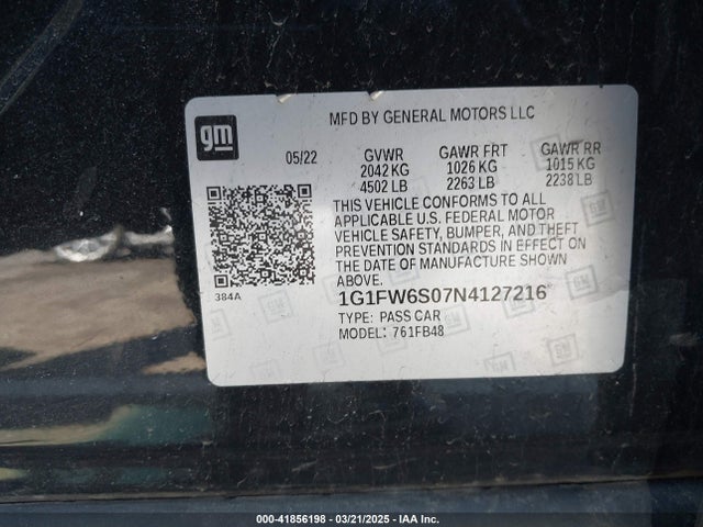 1G1FW6S07N4127216 Chevrolet BOLT EV