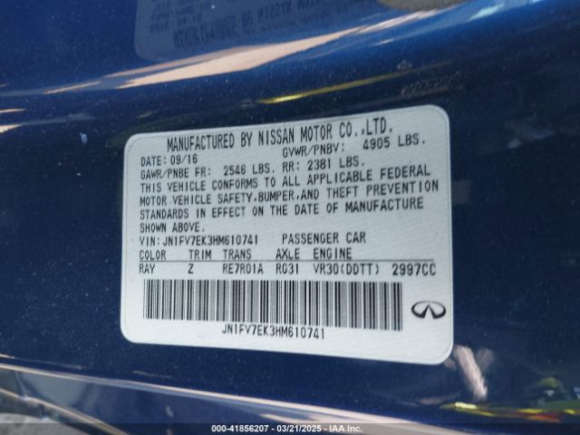 JN1FV7EK3HM610741 Infiniti Q60 3.0t Red Sport 400
