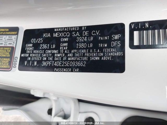 KIA K4 Lxs 2025 3KPFT4DE2SE093662 Image 9