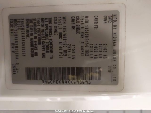 3N6CM0KN4KK698695 Nissan NV200 SV