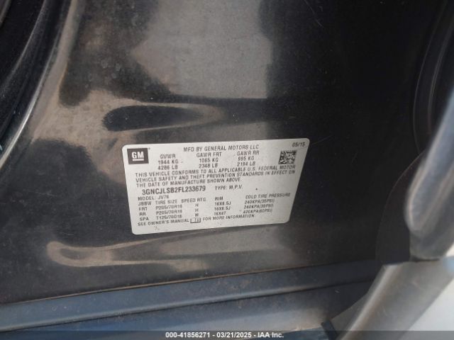 3GNCJLSB2FL233679 Chevrolet Trax Lt