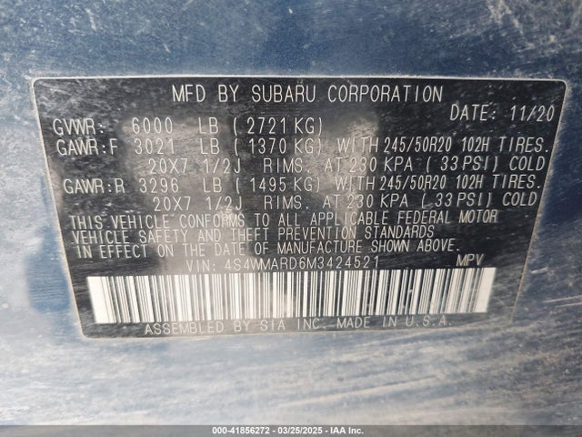 4S4WMARD6M3424521 Subaru Ascent Touring