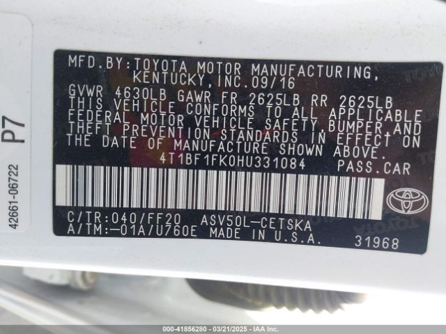 4T1BF1FK0HU331084 Toyota CAMRY SE