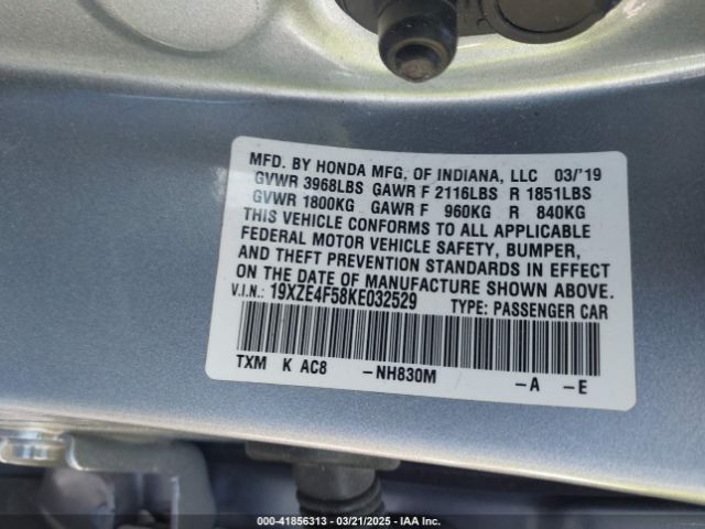 19XZE4F58KE032529 Honda INSIGHT EX