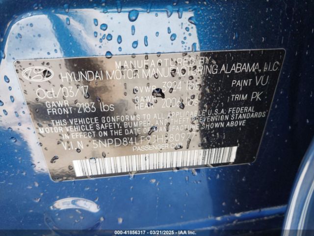 5NPD84LF9JH280927 Hyundai ELANTRA SEL