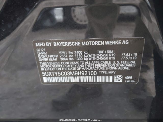 5UXTY5C03M9H92100 BMW X3 Xdrive30i