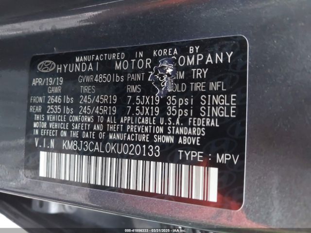 KM8J3CAL0KU020133 Hyundai Tucson Night