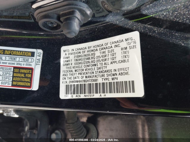 Honda Cr-v Ex-l 2016 2HKRM4H78GH720681 Image 9