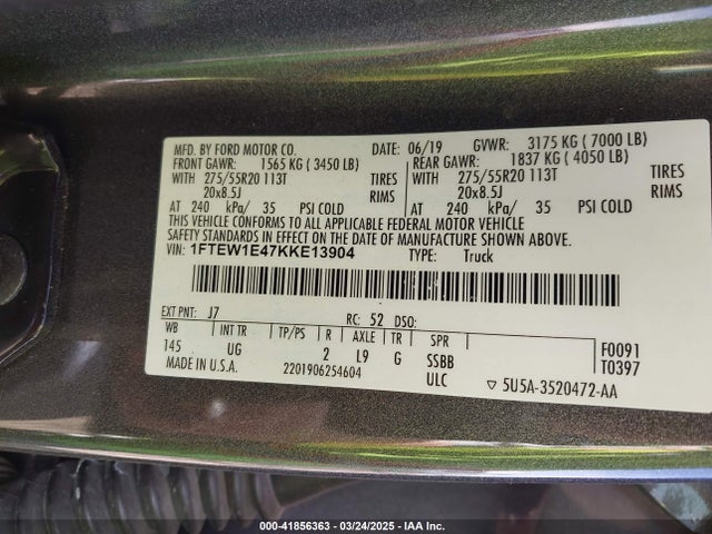 Ford F-150 Xlt 2019 1FTEW1E47KKE13904 Image 9
